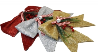 Бант с блёстками 28*34 см F-63