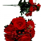 Стат.цв. Розы красные с вишнями 50 см.Х-84 ( 9 веточек)