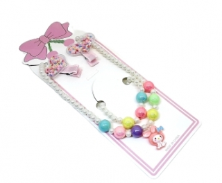 Набор детский (бусы + браслет + 2 уточки, с неоновыми бусинками)