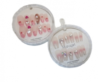 Ногти накладные в круглом футляре 12069 (со стразами)